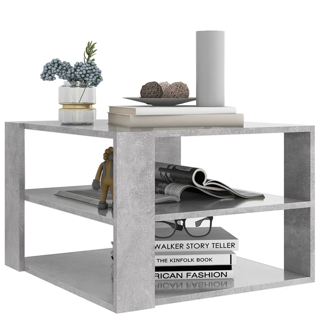 

vidaXL Salontafel 60x60x40 cm spaanplaat betongrijs