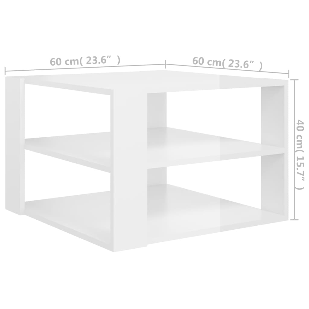 Couchtisch Hochglanz-Weiß 60x60x40 cm Spanplatte