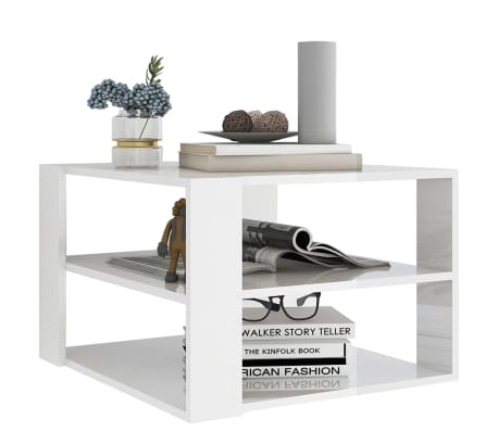 vidaXL Salongbord h&oslash;yglans hvit 60x60x40 cm konstruert tre