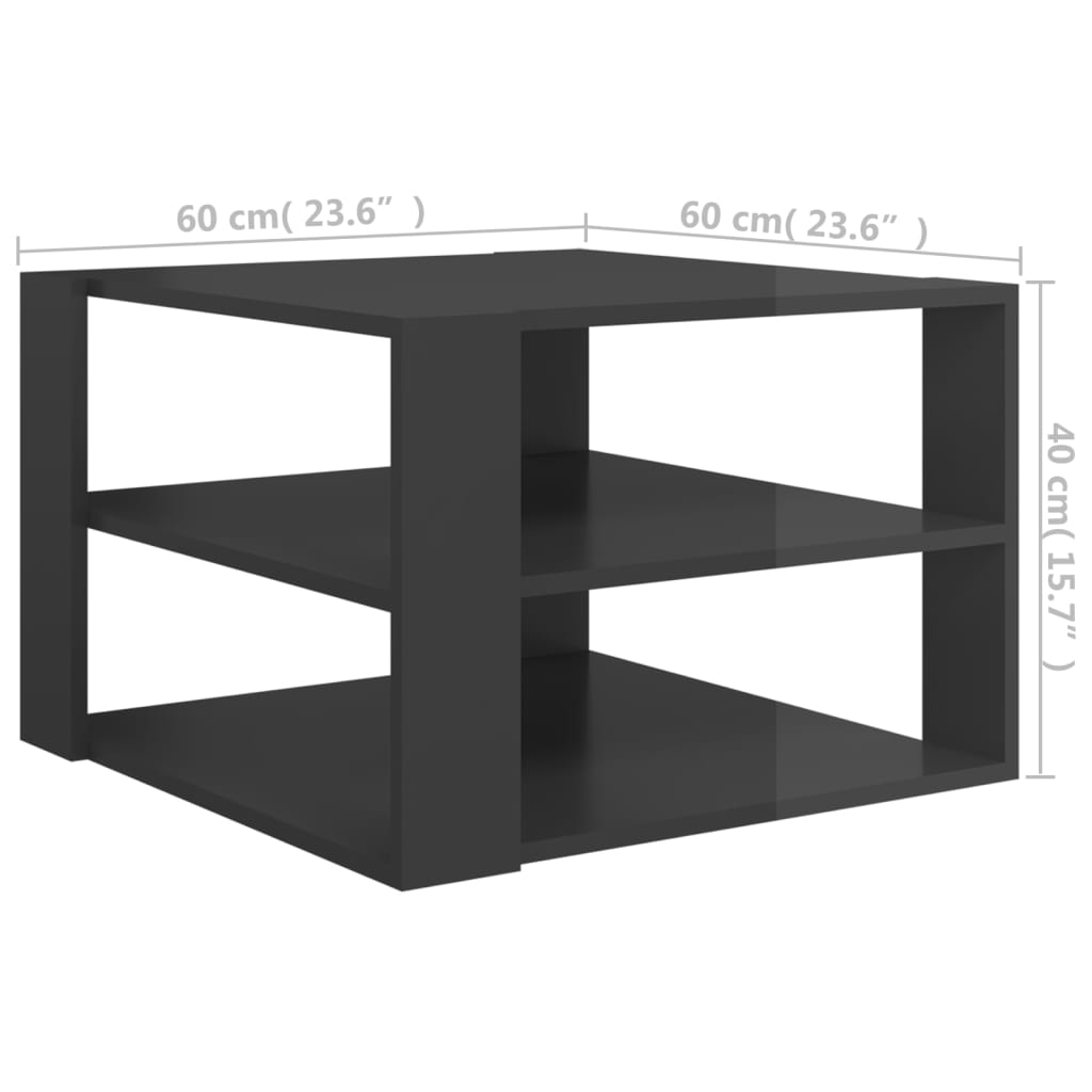  Konferenčný stolík lesklý sivý 60x60x40 cm drevotrieska
