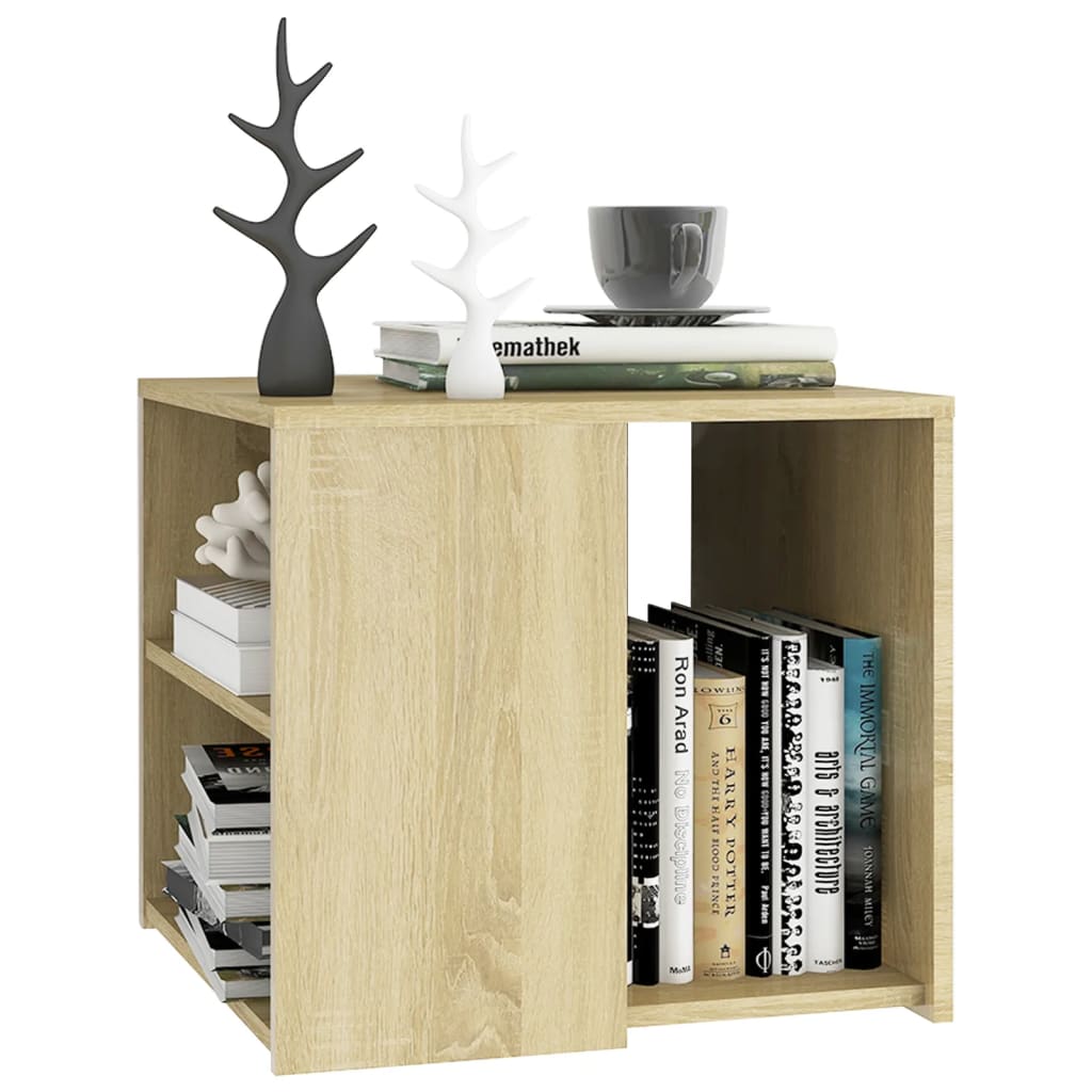 vidaXL Bijzettafel 50x50x45 cm bewerkt hout sonoma eikenkleurig afbeelding