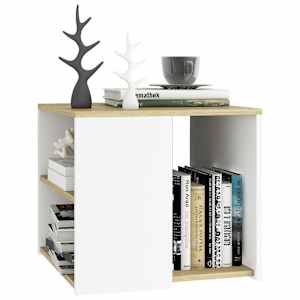 vidaXL Τραπέζι Βοηθητικό Λευκό/Sonoma Δρυς 50x50x45 εκ. Μοριοσανίδα