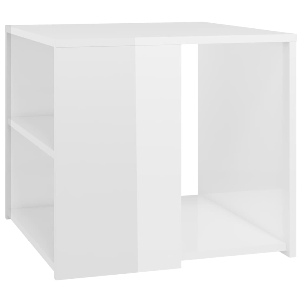 

vidaXL Side Table High Gloss White 19.7"x19.7"x17.7" Engineered Wood