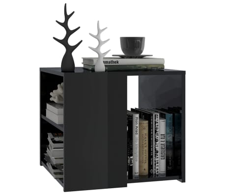 vidaXL Sidebord h&oslash;yglans svart 50x50x45 cm konstruert tre