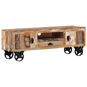 TV stolek na kolečkách 110x30x37 cm masivní recyklované dřevo - obrázek 1
