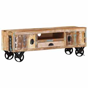 TV stolek na kolečkách 110x30x37 cm masivní recyklované dřevo - obrázek 12