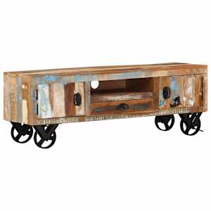 TV stolek na kolečkách 110x30x37 cm masivní recyklované dřevo - obrázek 13