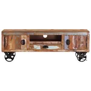 TV stolek na kolečkách 110x30x37 cm masivní recyklované dřevo - obrázek 4