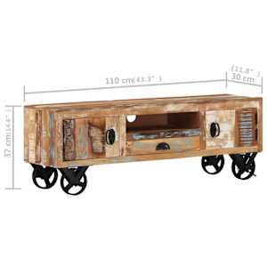TV stolek na kolečkách 110x30x37 cm masivní recyklované dřevo - obrázek 9