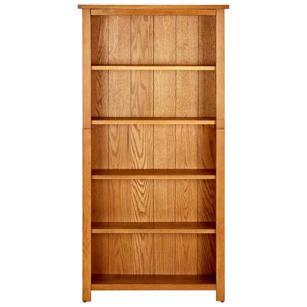 Knihovna s 5 policemi 70 x 22 x 140 cm masivní dubové dřevo