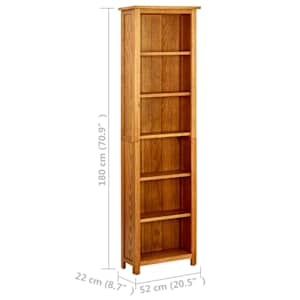 Knihovna se 6 policemi 52x22x180 cm masivní dubové dřevo - obrázek 6