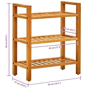 Botník se 3 policemi 50 x 27 x 60 cm masivní dubové dřevo - obrázek 6