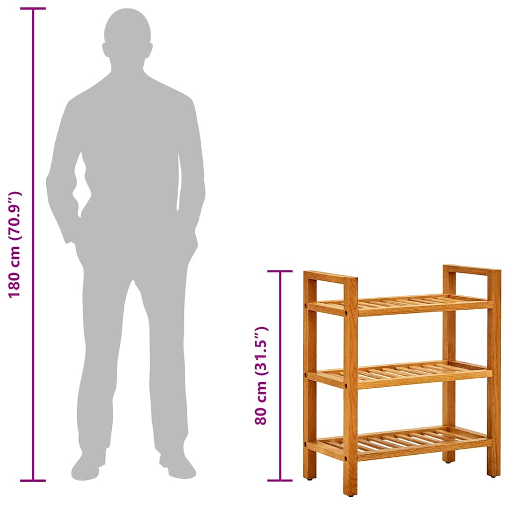 Stojalo za čevlje s 4 policami 50x27x80 cm trdna hrastovina - slika 7