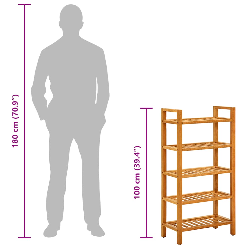 Stojalo za čevlje s 5 policami 50x27x100 cm trdna hrastovina - slika 7