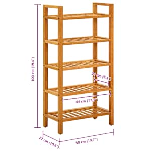 Botník s 5 policemi 50 x 27 x 100 cm masivní dubové dřevo - obrázek 6