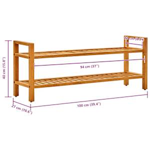 Botník se 2 policemi 100 x 27 x 40 cm masivní dubové dřevo - obrázek 6