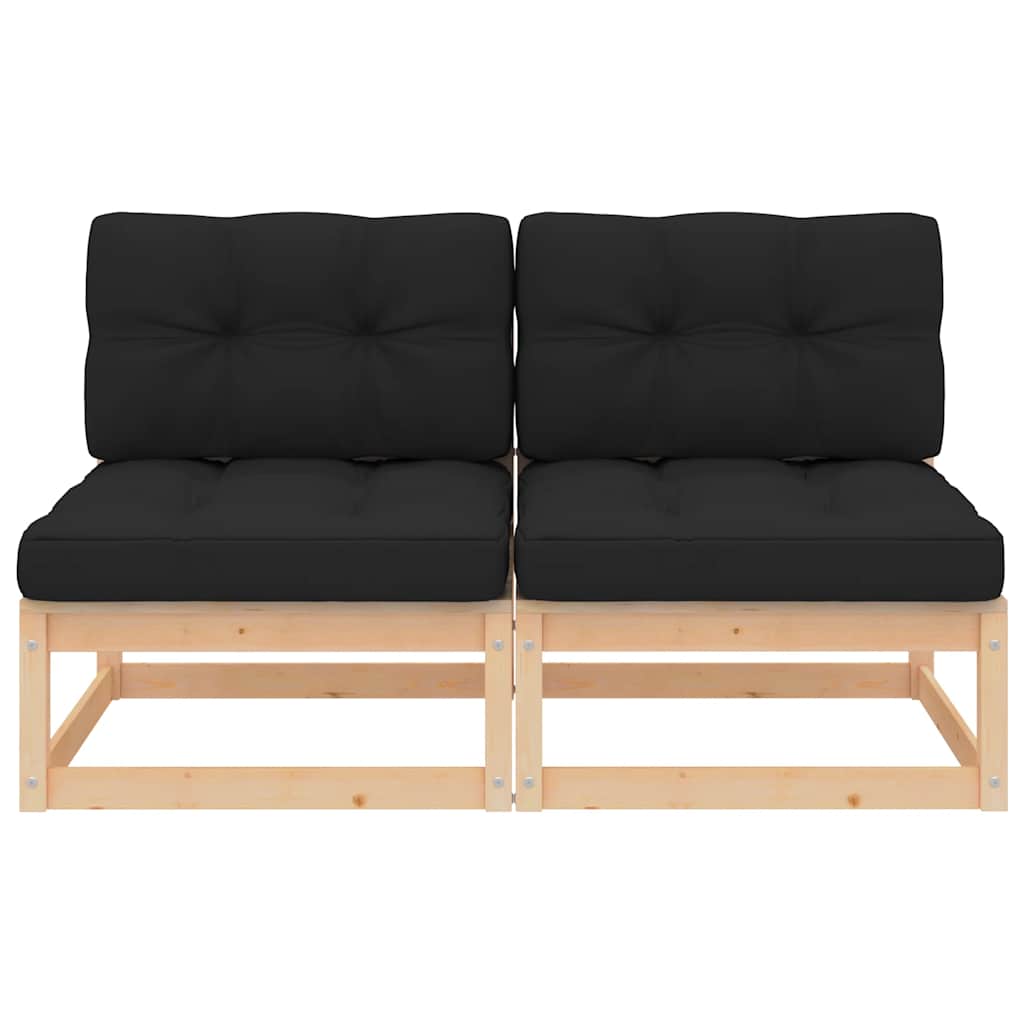Thumbnail - vidaXL Garten-Mittelsofas mit Kissen 2 Stk. Massivholz Kiefer