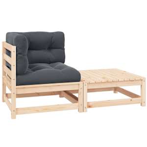 Vrtna sedežna garnitura 2-delna z blazinami trdna borovina