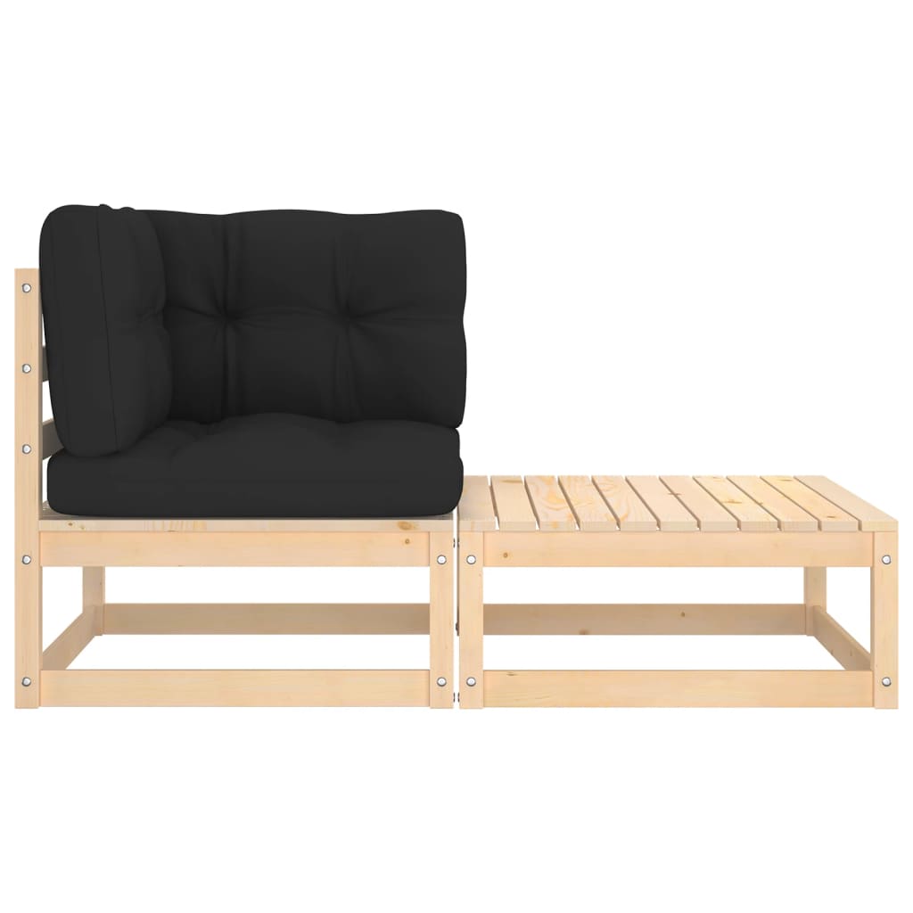 

vidaXL 2-delige Loungeset met kussens massief grenenhout