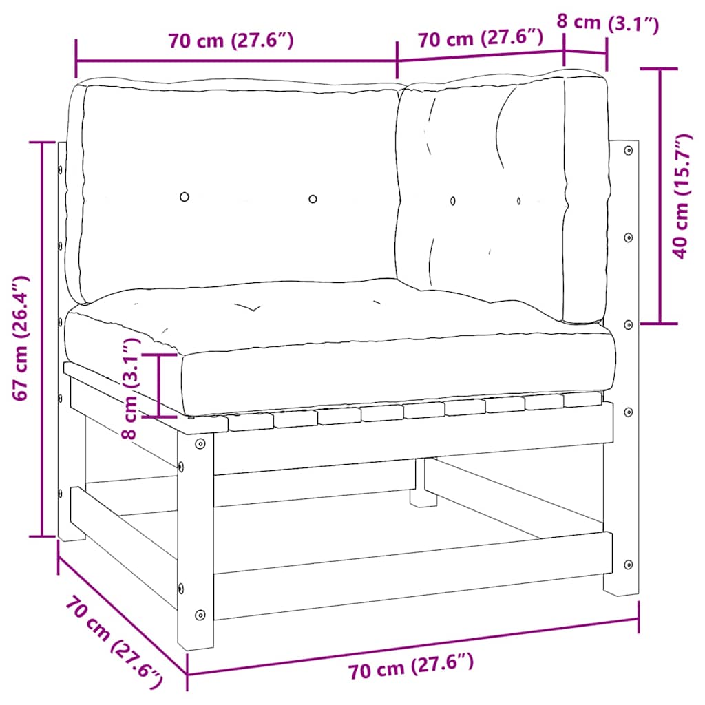Patio Furniture Outdoor Sectional Set with Cushions Solid Wood Pine vidaXL vidaX - Picture 32 of 60