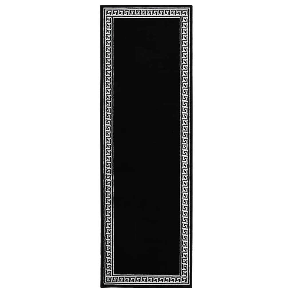 vidaXL Covor traversă, negru cu motiv, 80×250 cm, BCF vidaXL imagine 2022