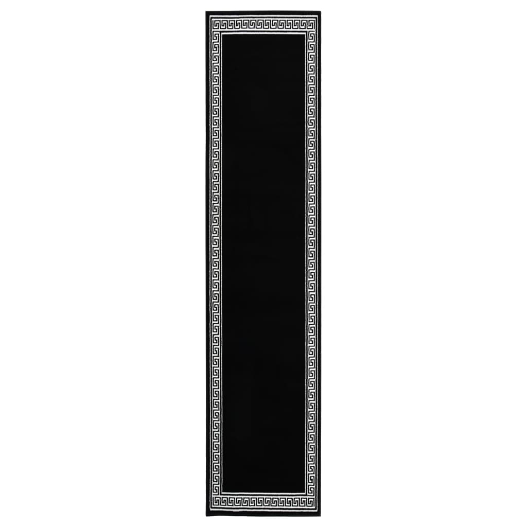 vidaXL Covor traversă, negru cu motiv, 80×450 cm, BCF vidaXL imagine model 2022
