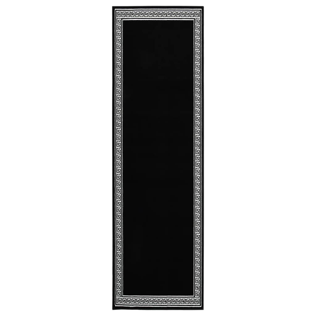 vidaXL Covor traversă, negru cu motiv, 100×400 cm, BCF vidaXL