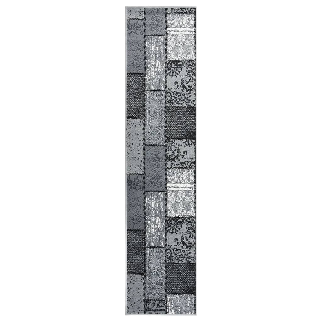 vidaXL tæppeløber 60x400 cm med blokmønster BCF grå