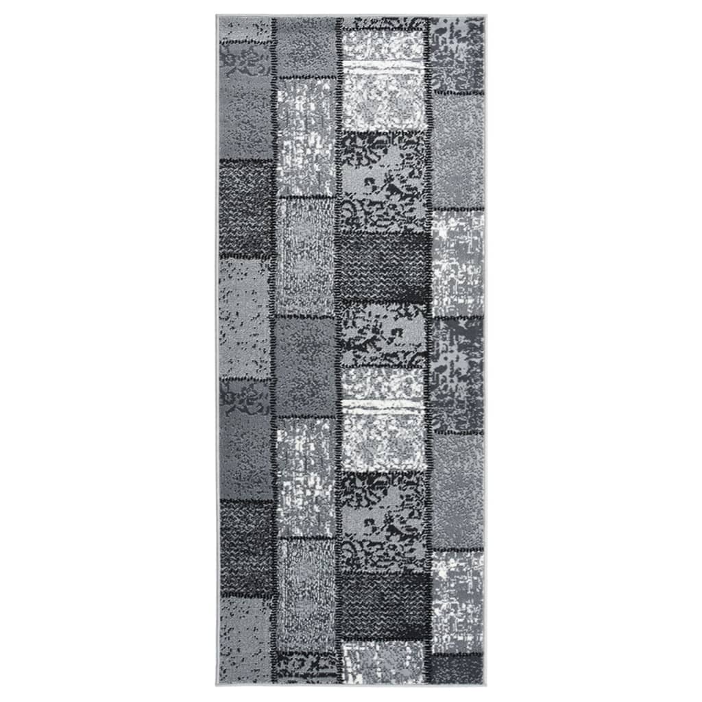 vidaXL tæppeløber 100x150 cm med blokmønster BCF grå