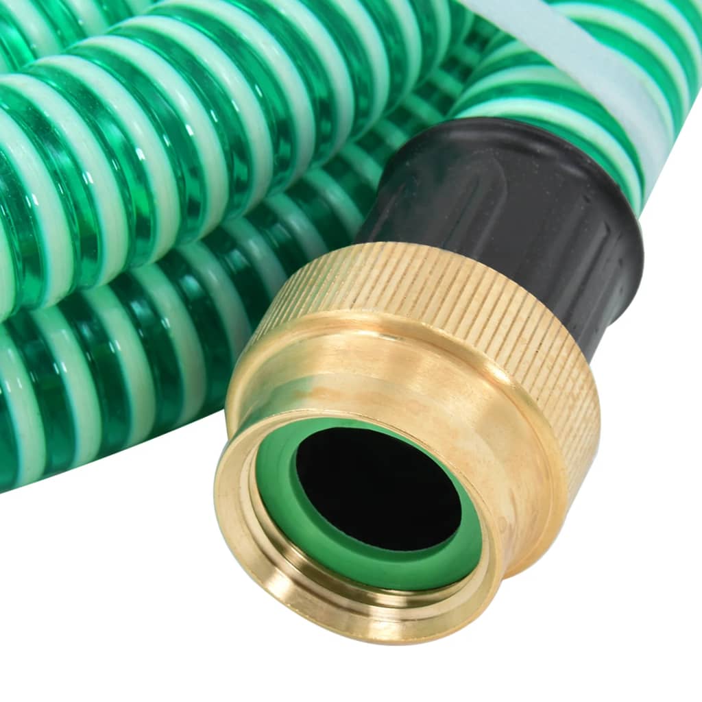 Смукателен маркуч с месингови съединители, 4 м, 25 мм, зелен