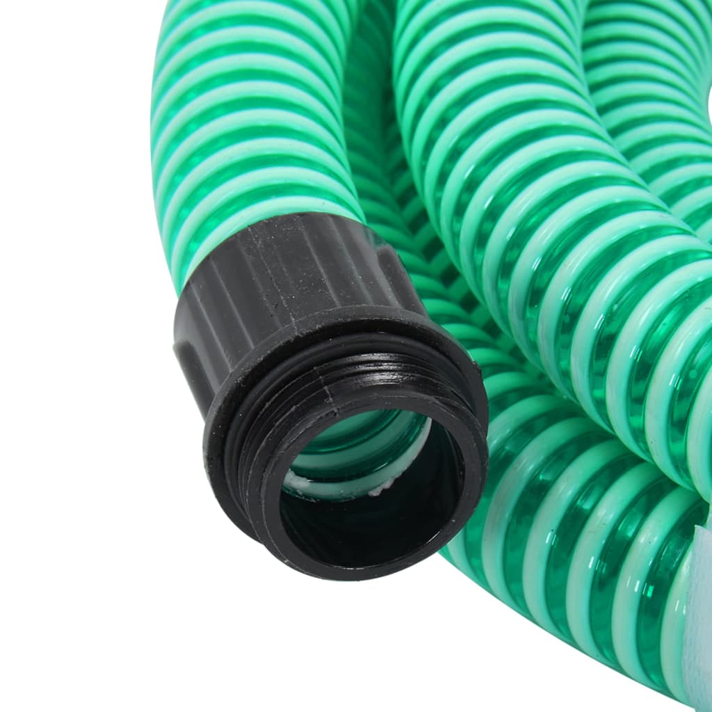 Смукателен маркуч с месингови съединители, 7 м, 25 мм, зелен