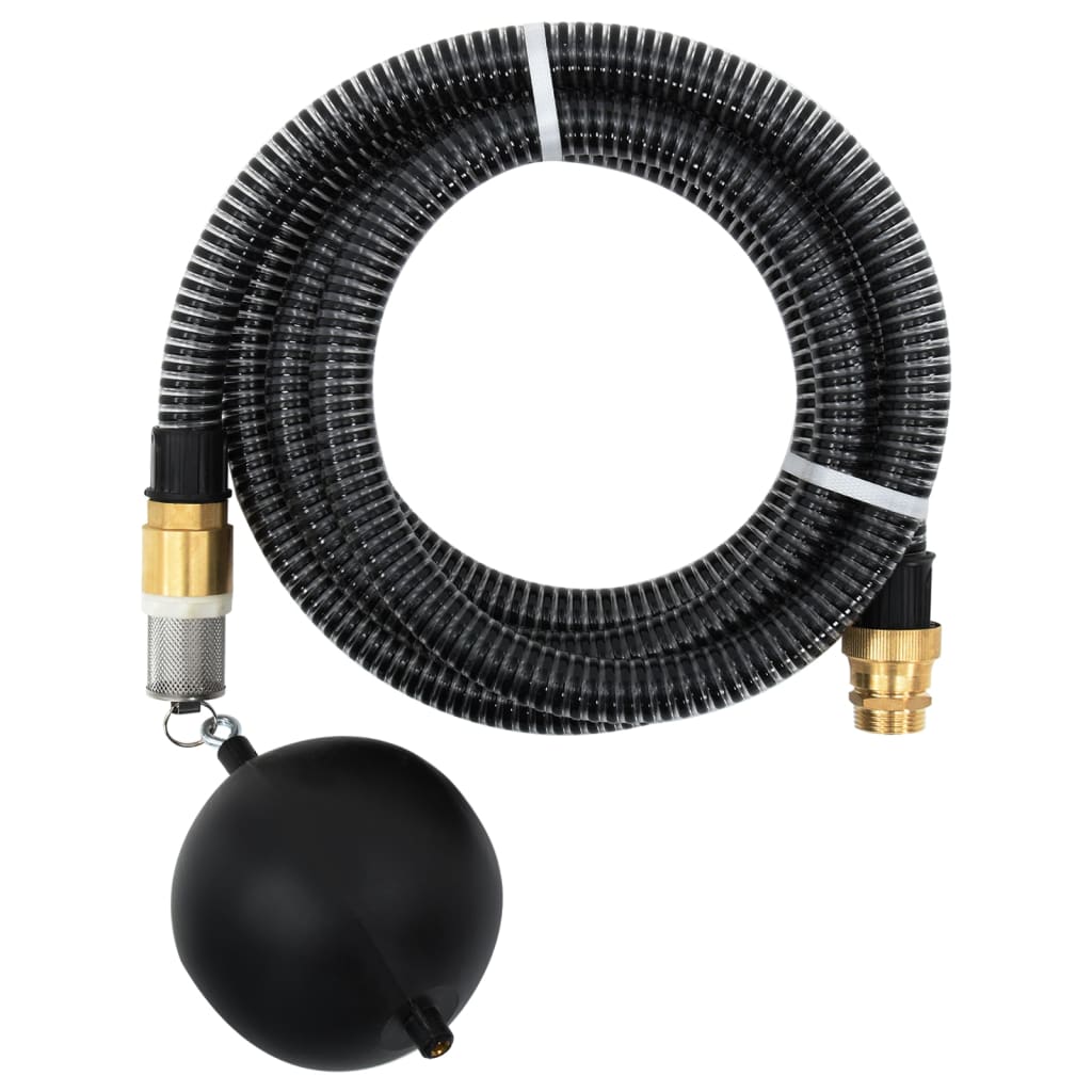 Tuyau d'aspiration avec raccords en laiton 4 m 25 mm Noir
