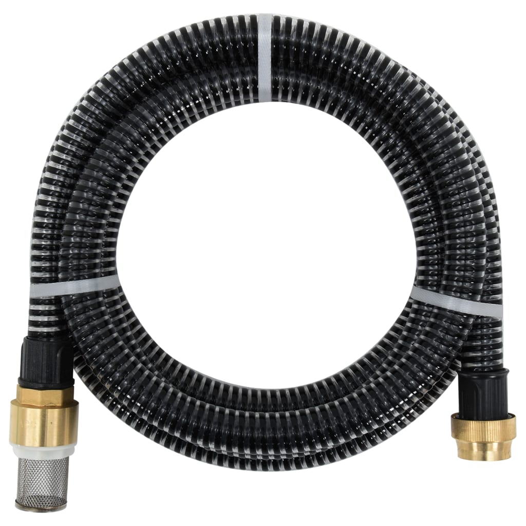 Tuyau d'aspiration avec raccords en laiton 7 m 25 mm Noir