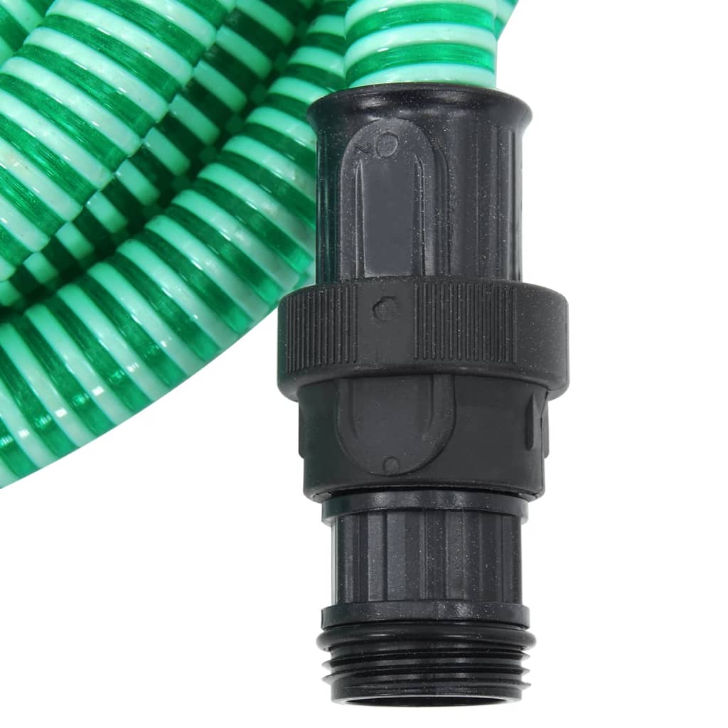 vidaXL Furtun de aspirație cu racorduri din PVC, verde 1,1