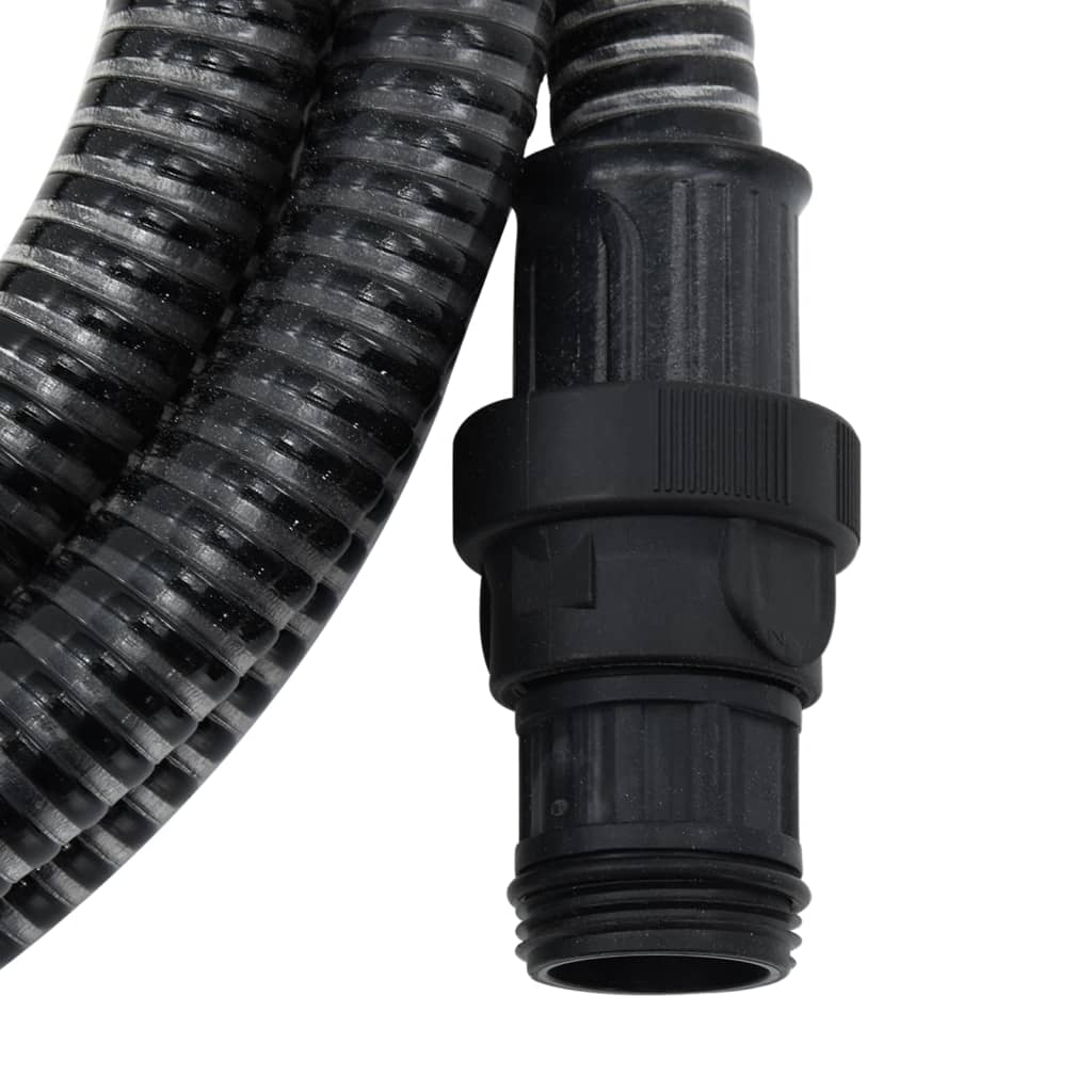 Furtun de aspirare cu racorduri din PVC, negru, 4 m, 22 mm