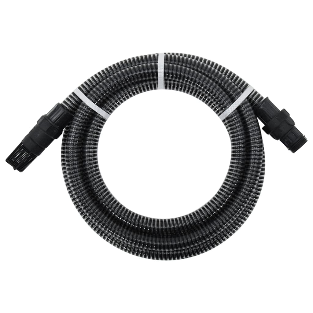 vidaXL Furtun de aspirare cu racorduri din PVC, negru, 7 m, 22 mm