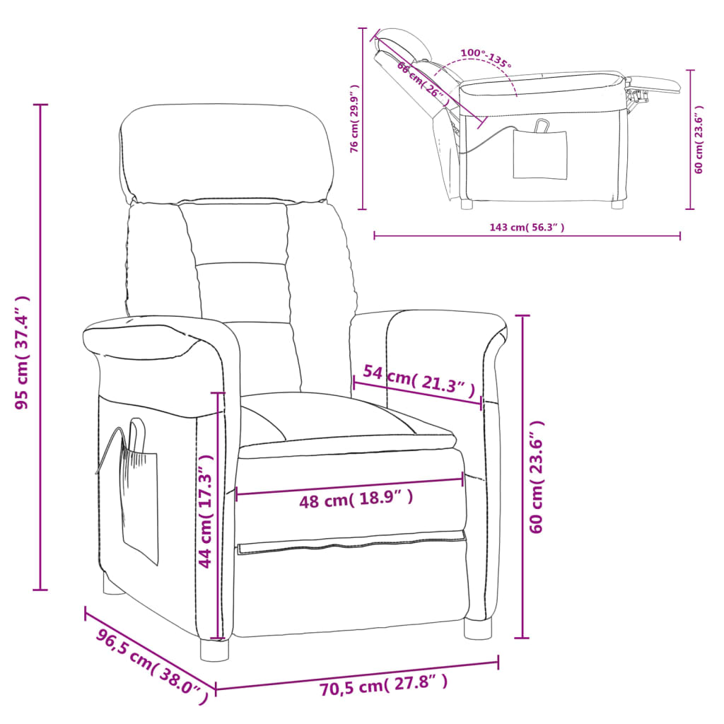 Szürke művelúr elektromos dönthető fotel 