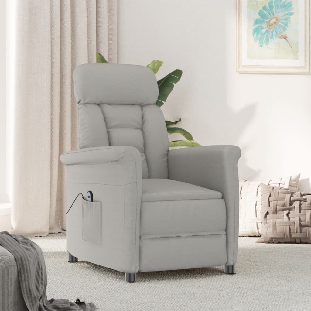 vida XL Elektrischer Relaxsessel Hellgrau Wildleder-Optik