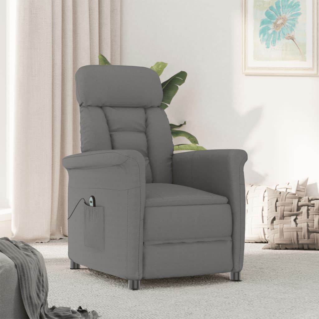 vida XL Elektrischer Relaxsessel Dunkelgrau Wildleder-Optik