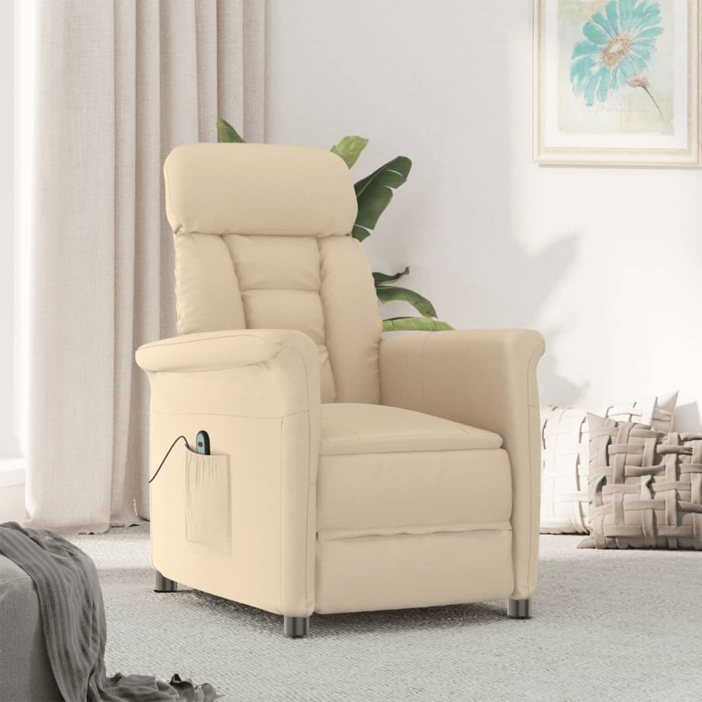 Krémszínű művelúr elektromos dönthető fotel 