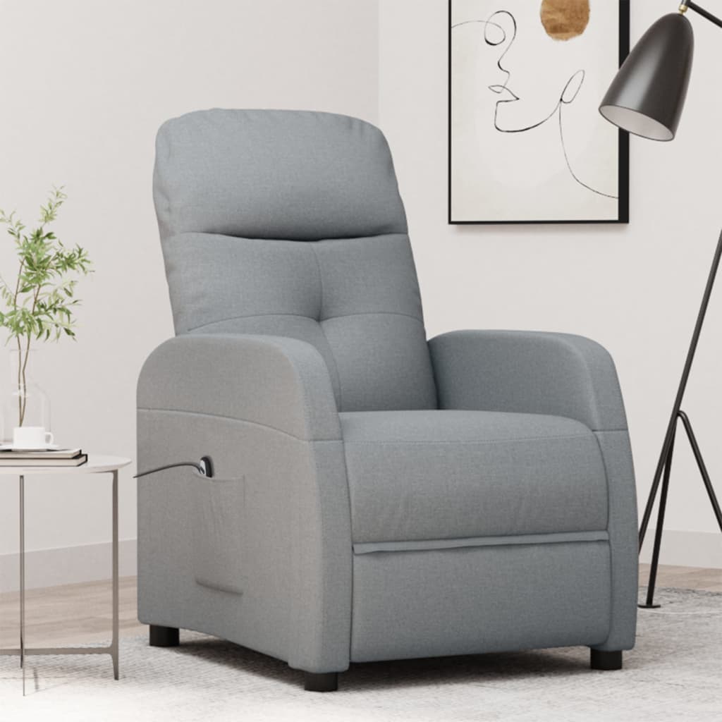 vida XL Relaxsessel Elektrisch Hellgrau Stoff