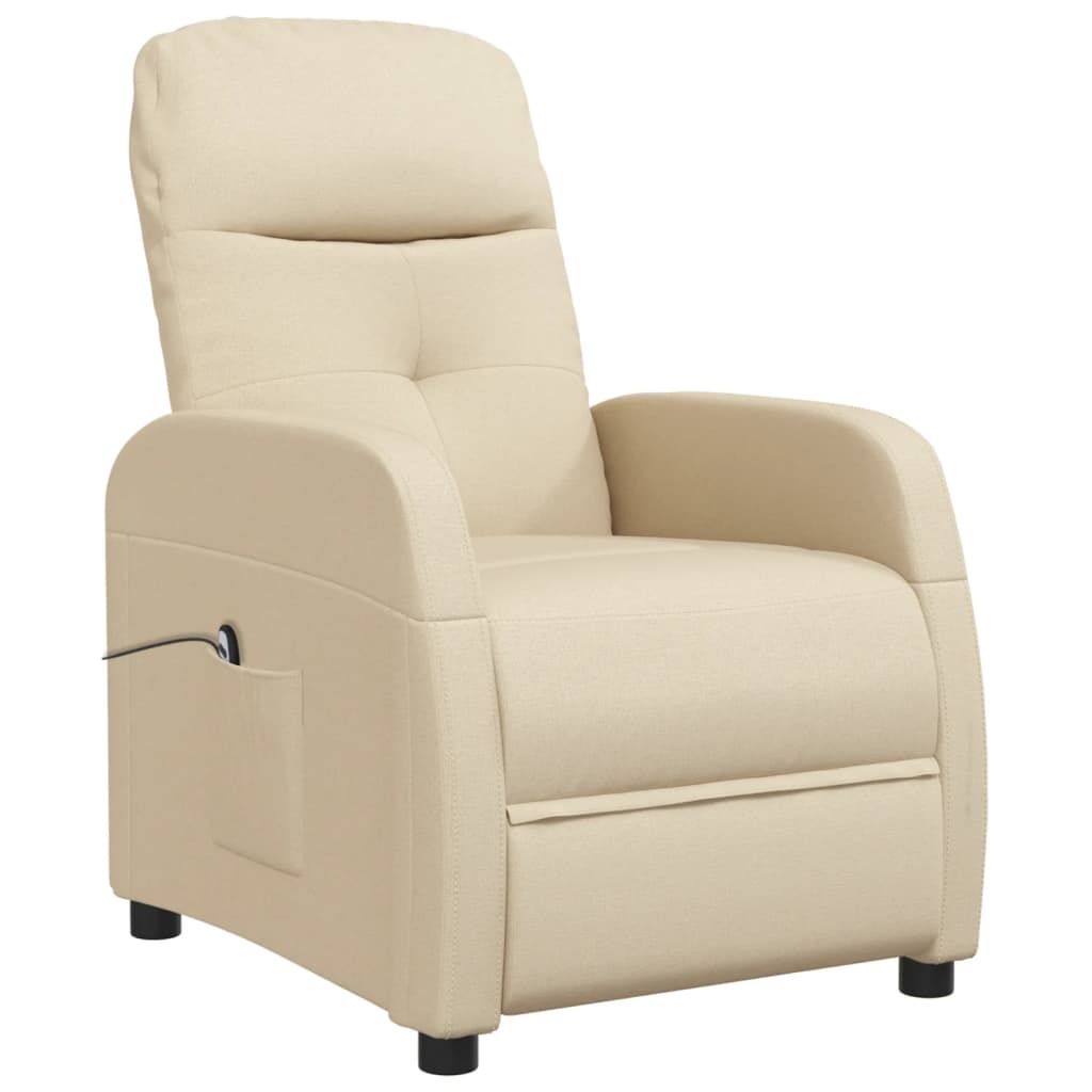 

vidaXL Fauteuil verstelbaar elektrisch stof crèmekleurig