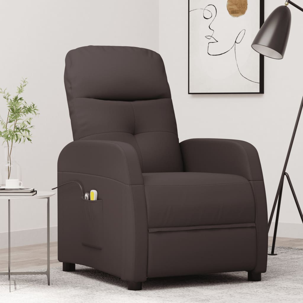 Fauteuil électrique de massage Marron foncé Tissu