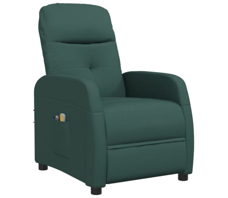 vidaXL Електрически масажен стол, тъмнозелен, текстил