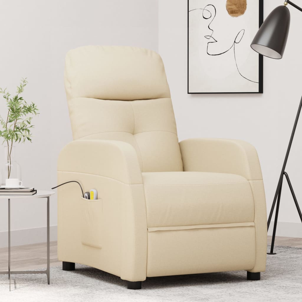 vida XL Massagesessel Elektrisch Creme Stoff
