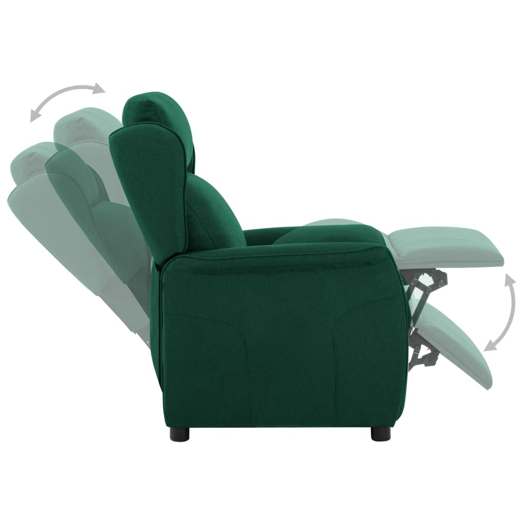 Sötétzöld szövet elektromos dönthető fotel 