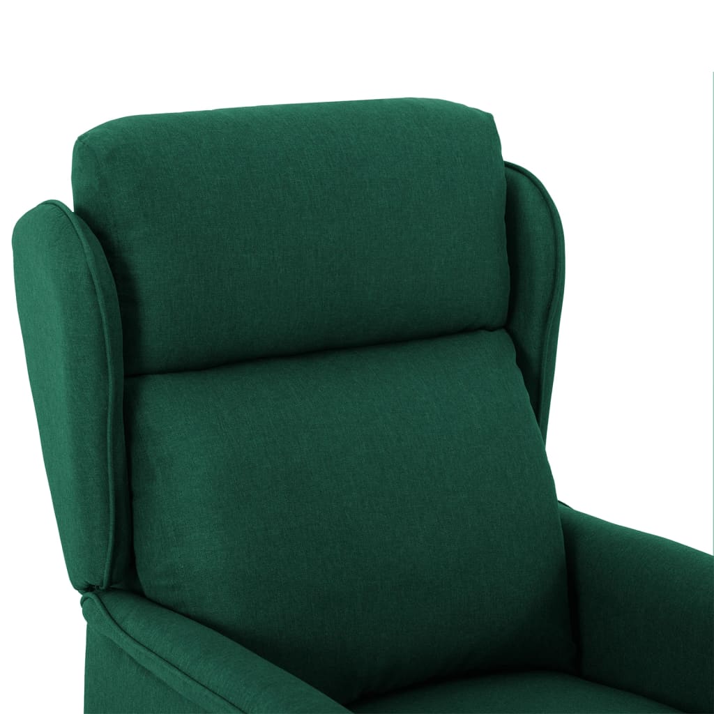 Sötétzöld szövet elektromos dönthető fotel 