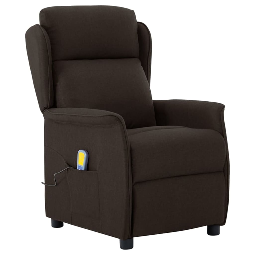 vidaXL Elektryczny fotel masujący, ciemnobrązowy, obity tkaniną