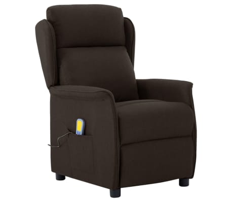 vidaXL Elektryczny fotel masujący, ciemnobrązowy, obity tkaniną