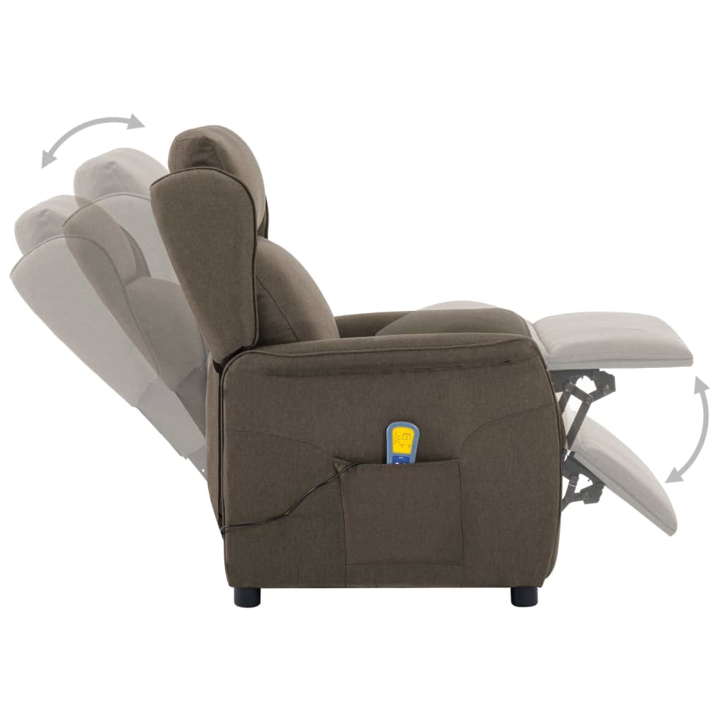 

vidaXL Massagestoel verstelbaar elektrisch stof taupe